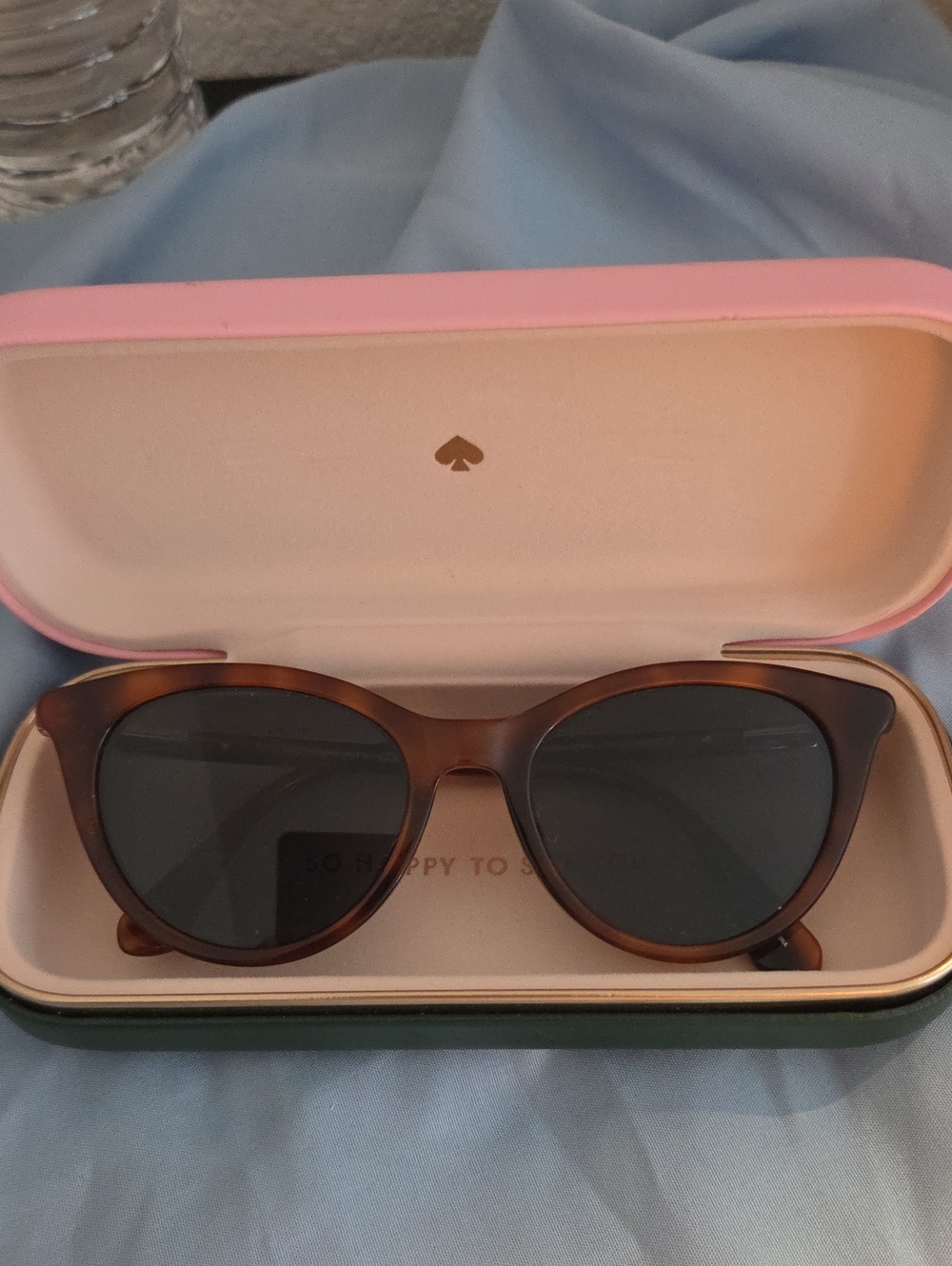kate spade brown tortoiseshell cat-eye sunglasses with dark lenses